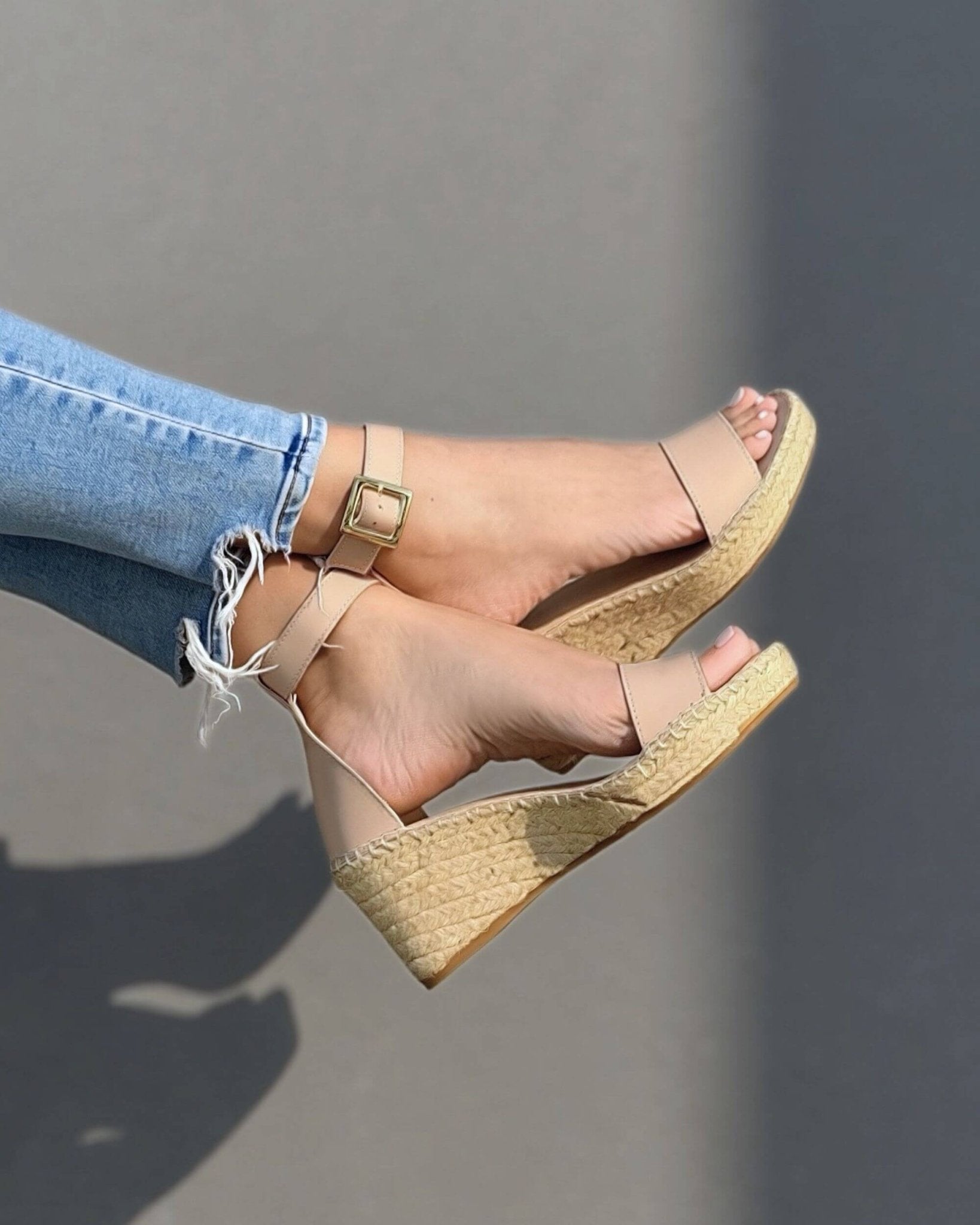 Olivia Espadrille Wedge in Sand - Shoeq