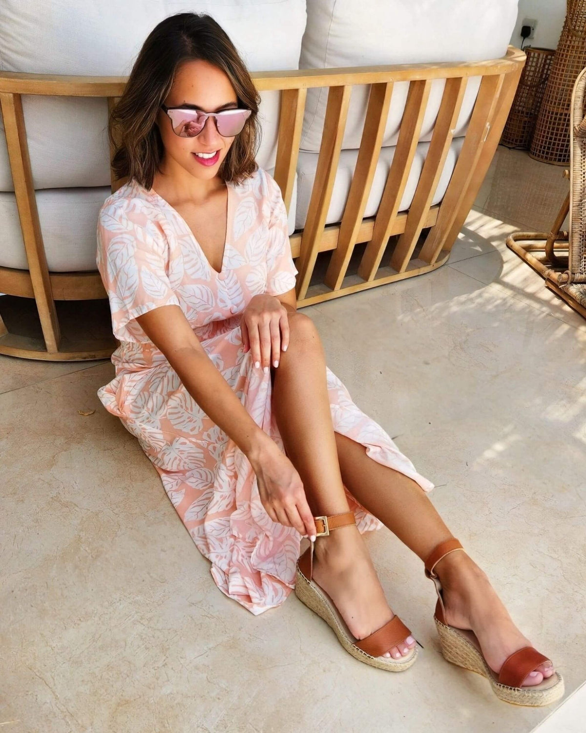 Handmade tan espadrille wedge heels with a cushioned insole | Olivia Espadrille Wedge by Shoeq