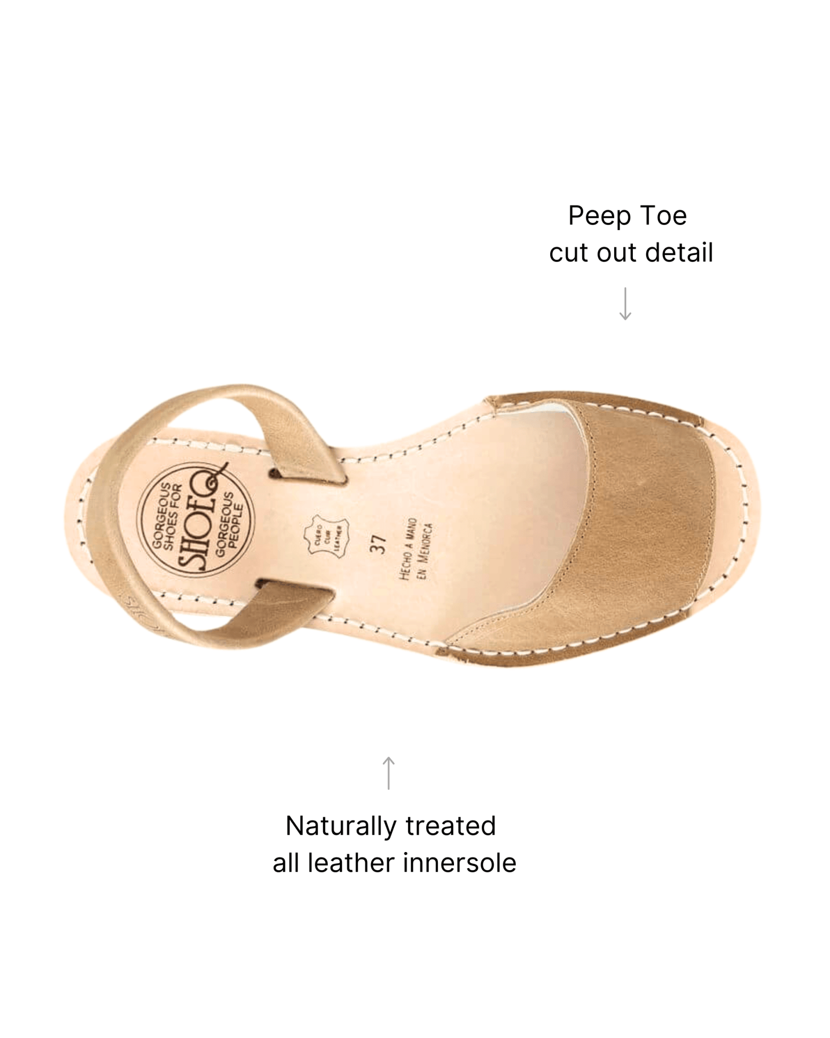 Peekaboo Avarca in Caramel - Shoeq
