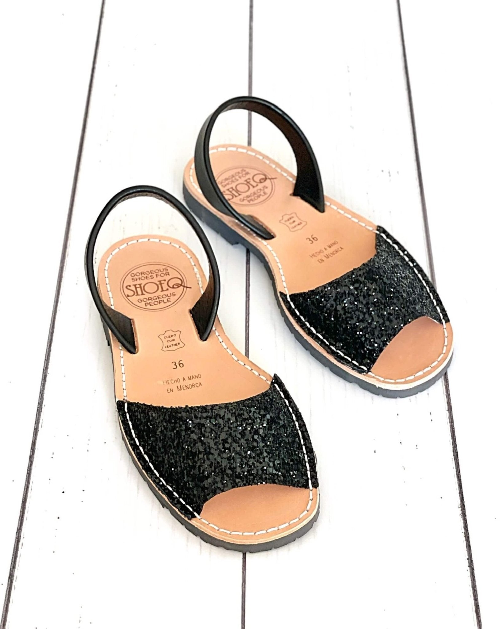 Peekaboo Avarca in Midnight Glitter - Shoeq