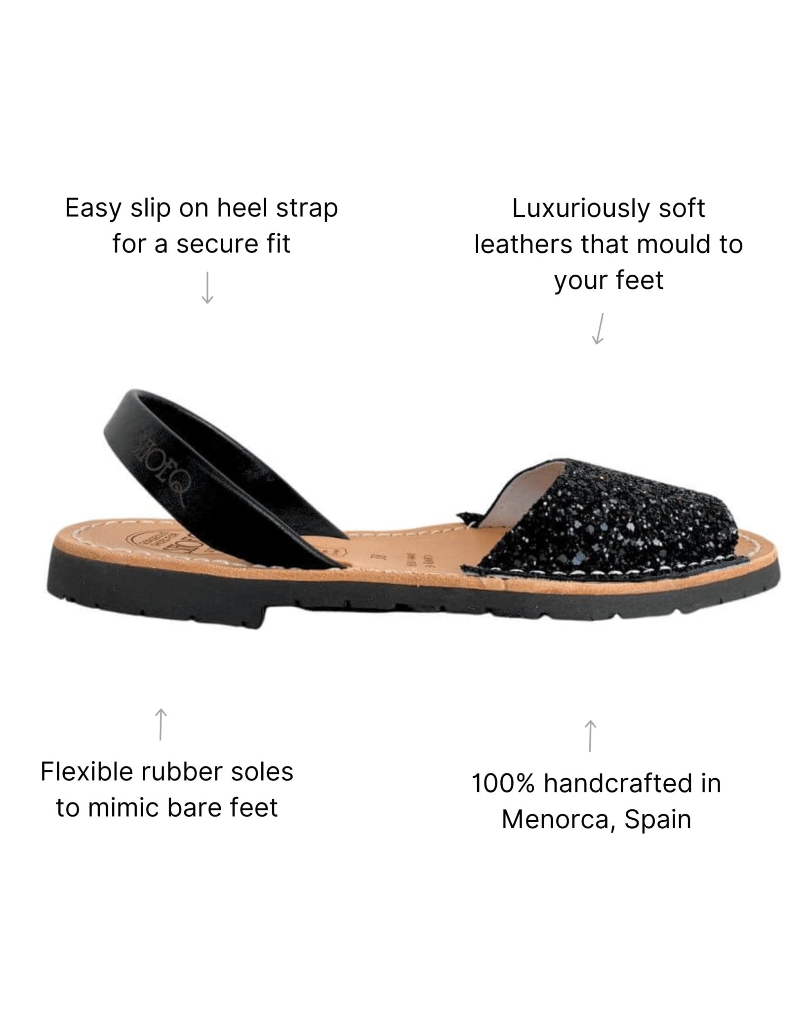 Peekaboo Avarca in Midnight Glitter - Shoeq