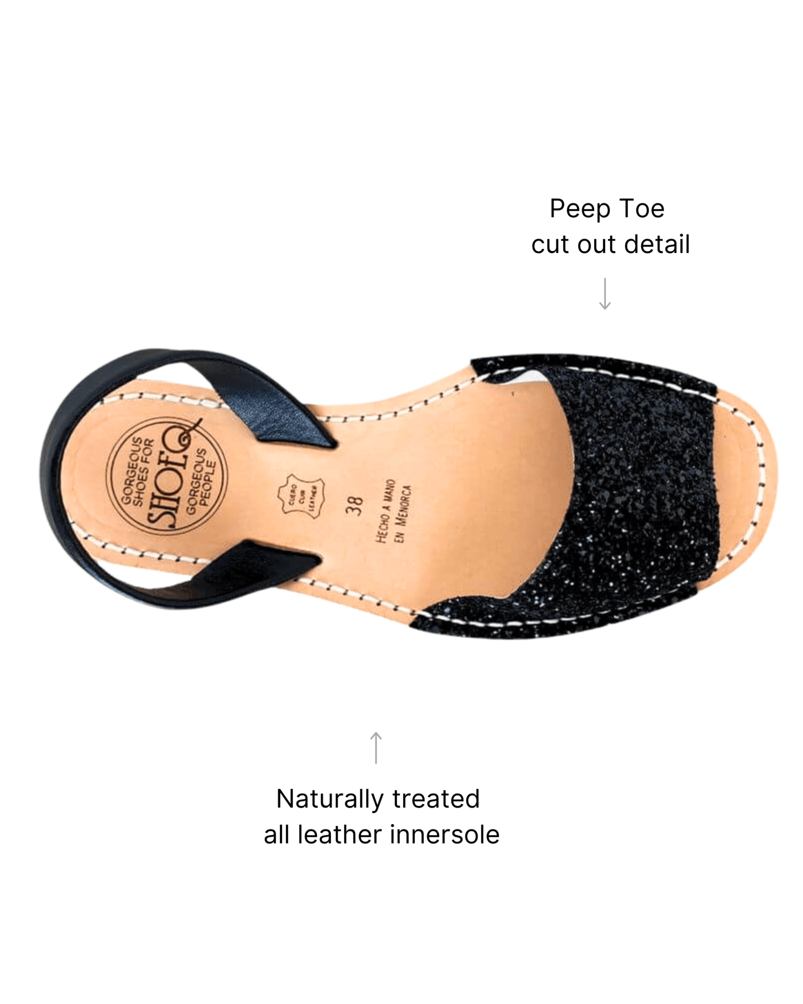 Peekaboo Avarca in Midnight Glitter - Shoeq