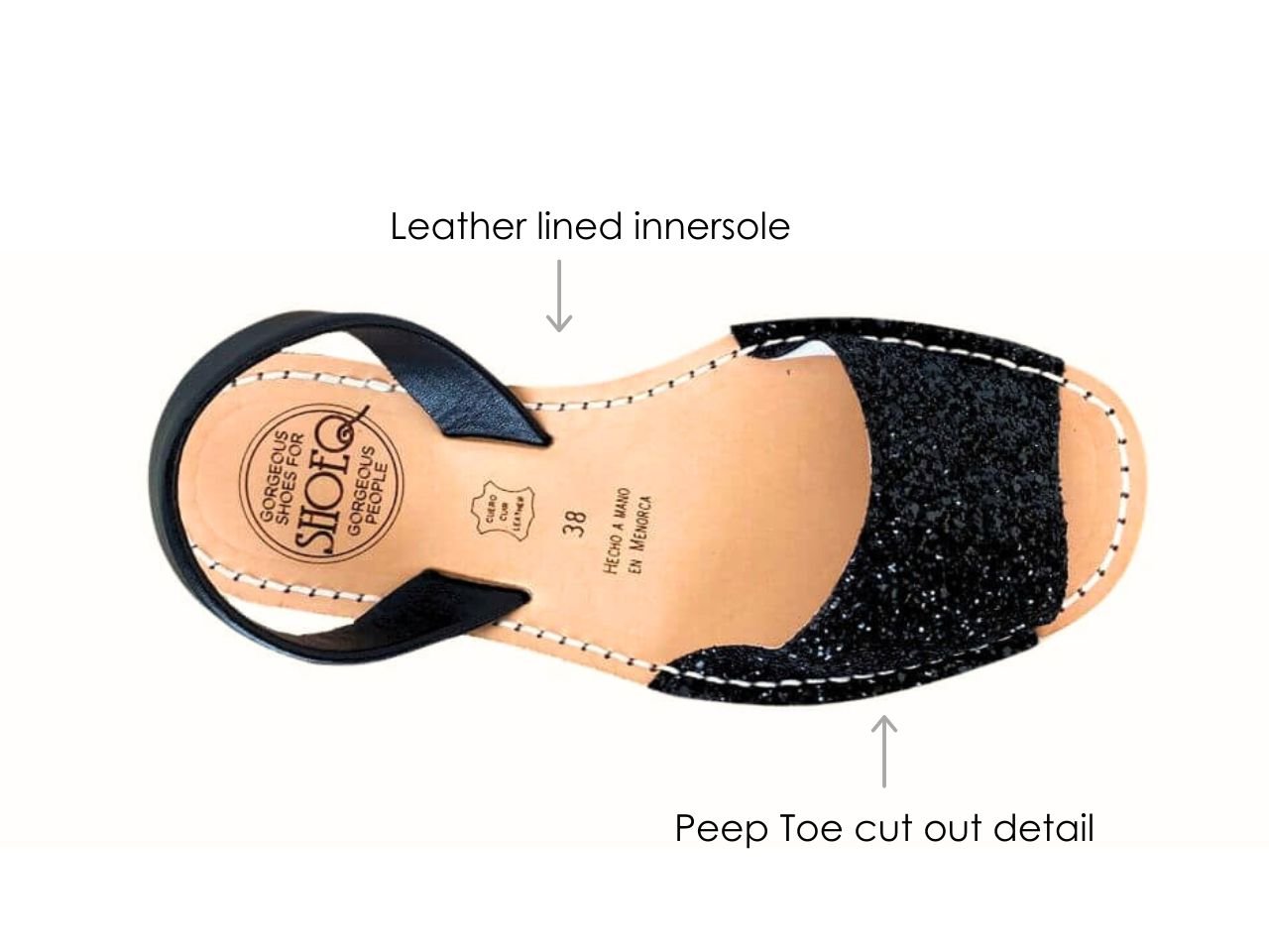 Peekaboo Avarca in Midnight Glitter - Shoeq