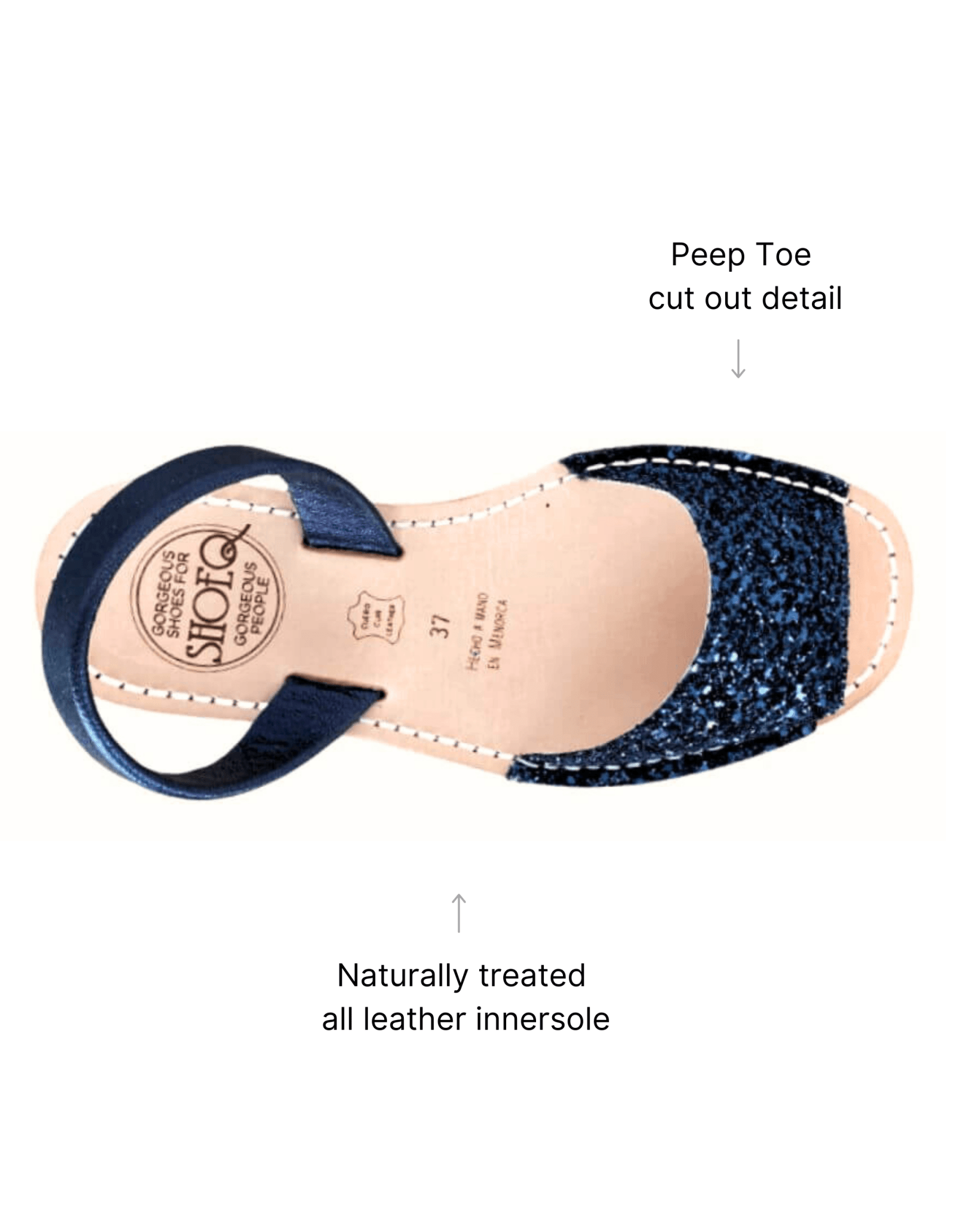 Peekaboo Avarca in Navy Glitter - Shoeq