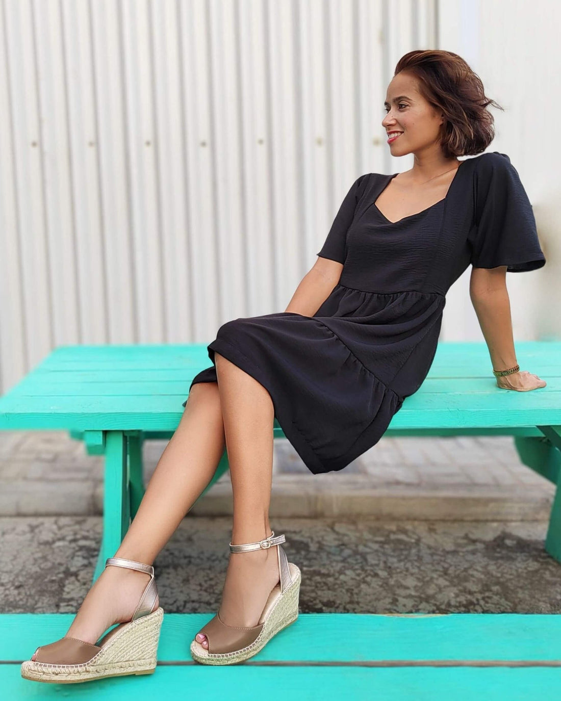 Peep Toe Espadrille Wedge in Bronzed Mocha - Shoeq