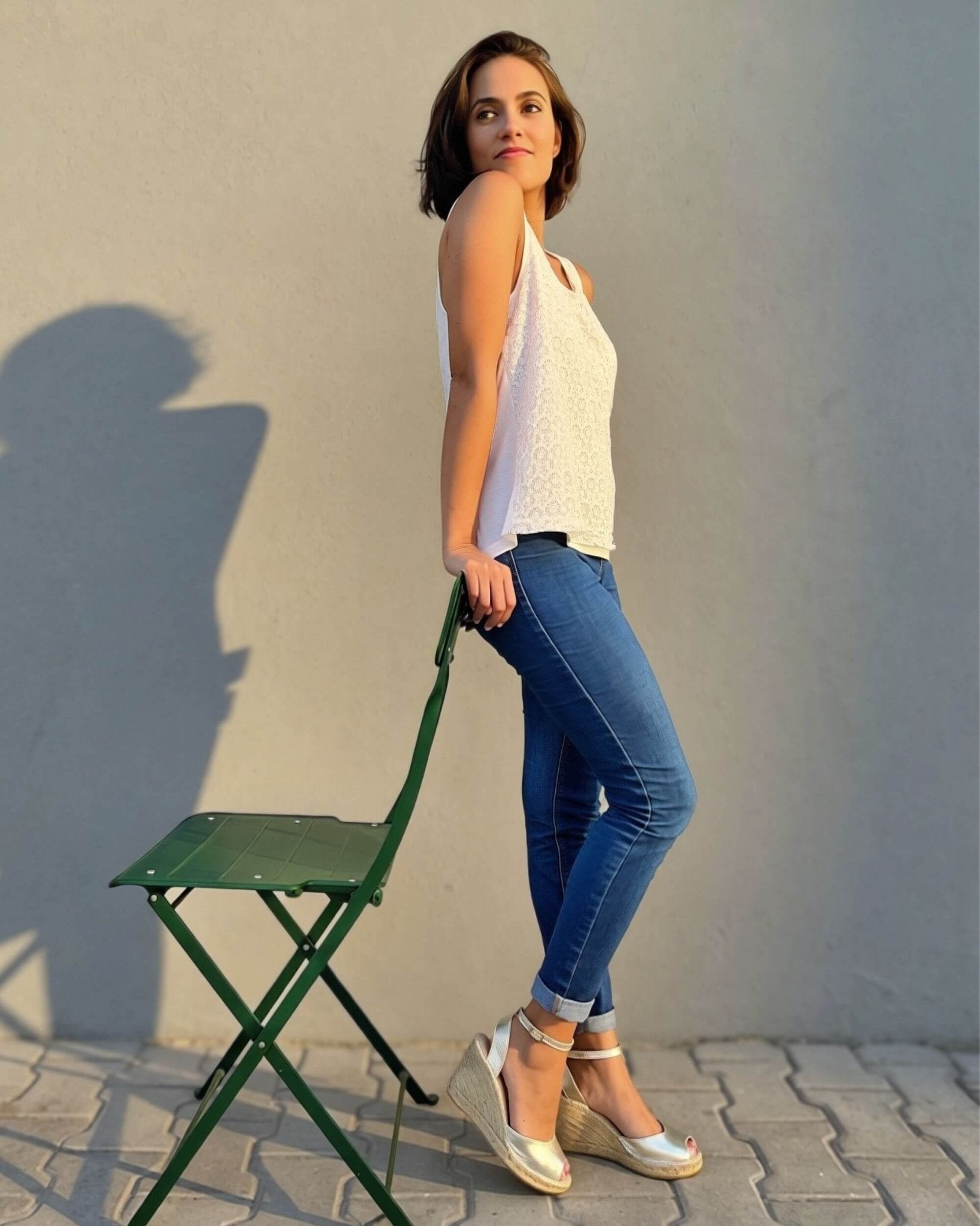 Peep Toe Espadrille Wedge in Champagne - Shoeq