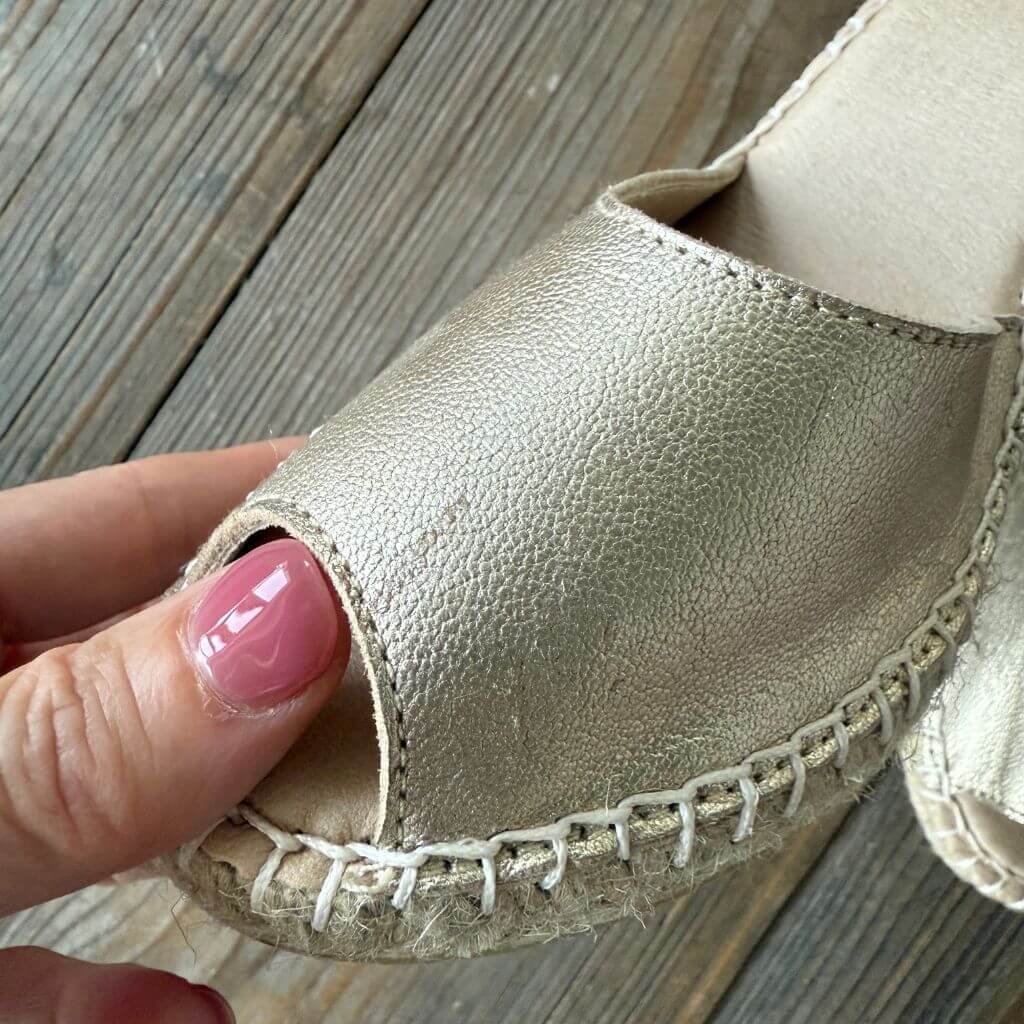 Peep Toe Espadrille Wedge in Champagne - Outlet Item - Size 39 - Shoeq