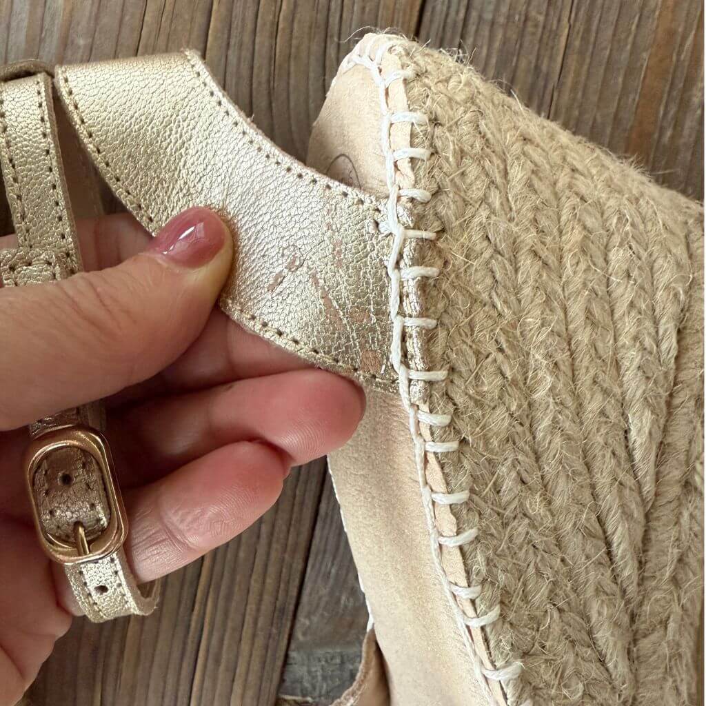 Peep Toe Espadrille Wedge in Champagne - Outlet Item - Size 39 - Shoeq