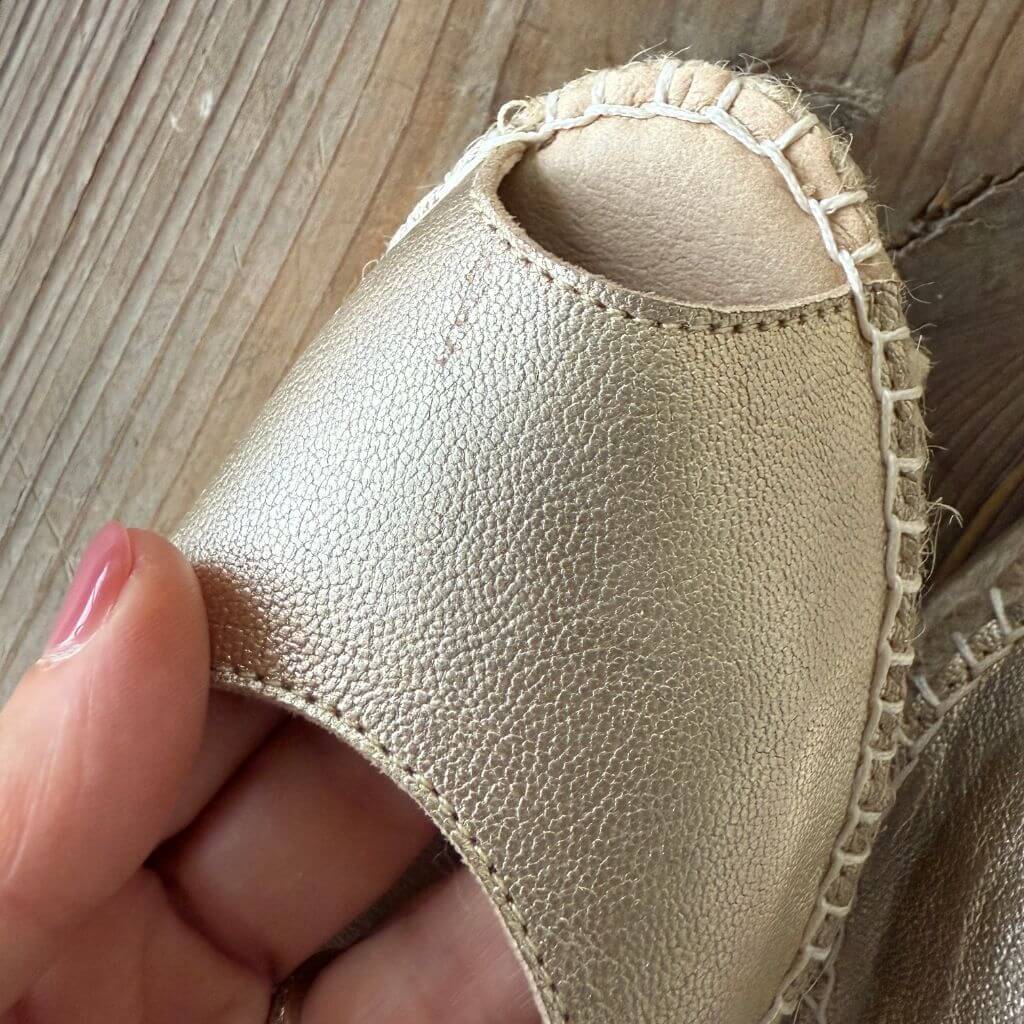 Peep Toe Espadrille Wedge in Champagne - Outlet Item - Size 39 - Shoeq