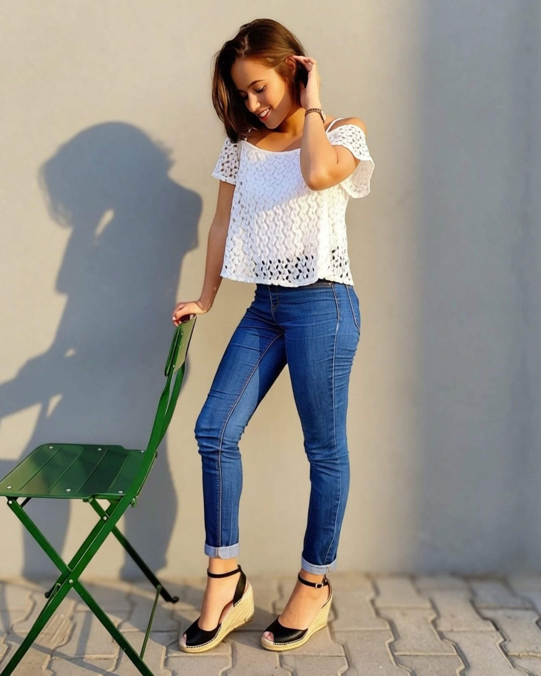 Peep Toe Espadrille Wedge in Midnight black handcrafted Spain
