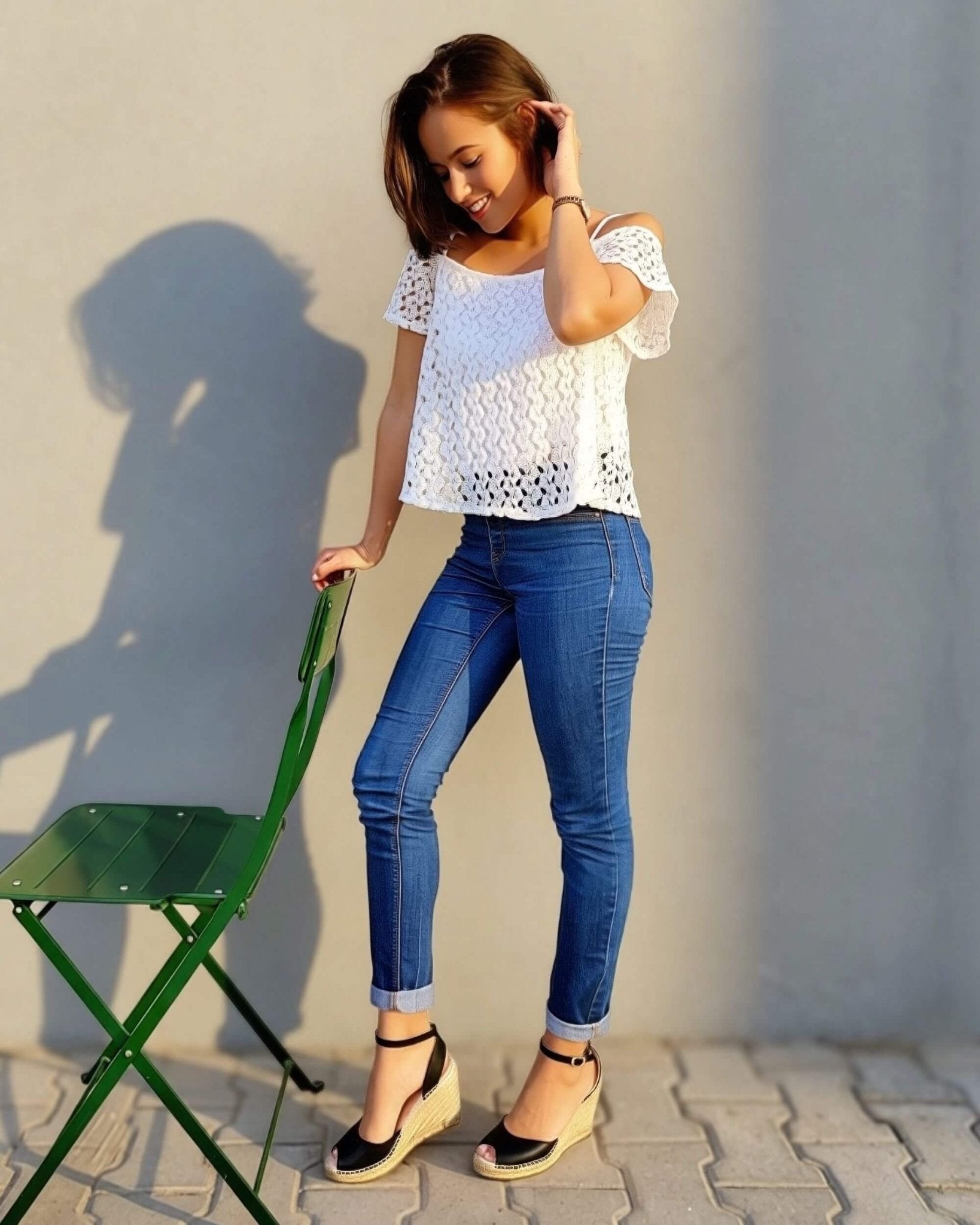 Peep Toe Espadrille Wedge in Midnight - Shoeq