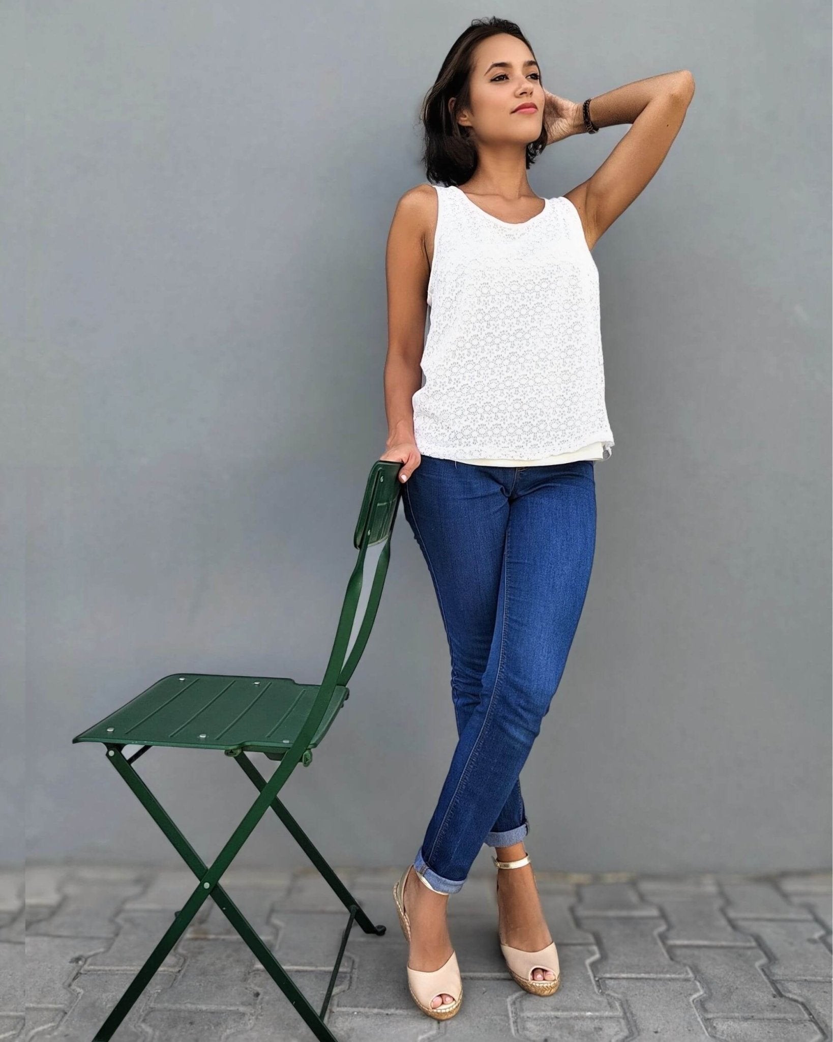 Peep Toe Espadrille Wedge in Sandy Champagne - Shoeq