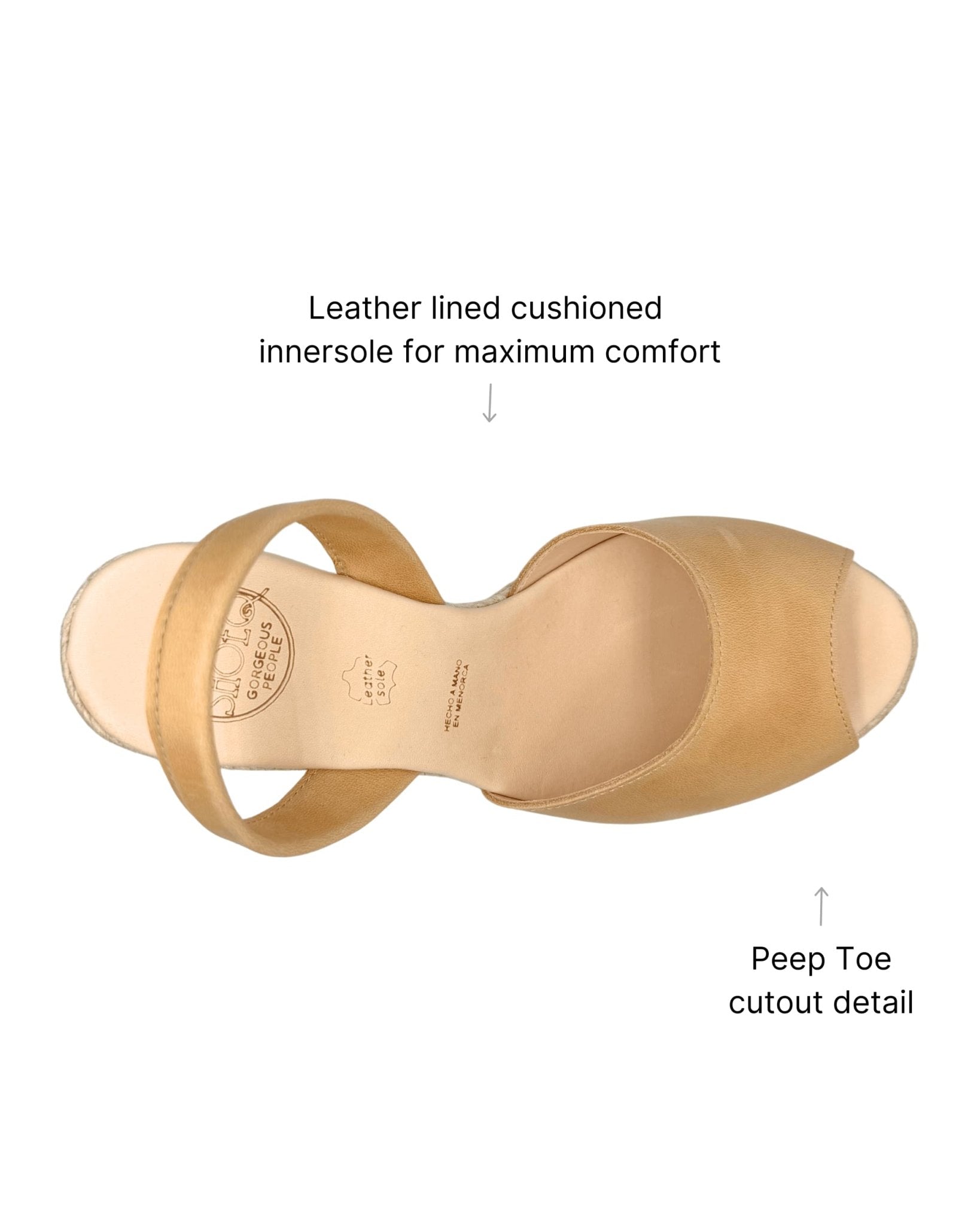 Spanish handmade high platform wedge espadrilles caramel