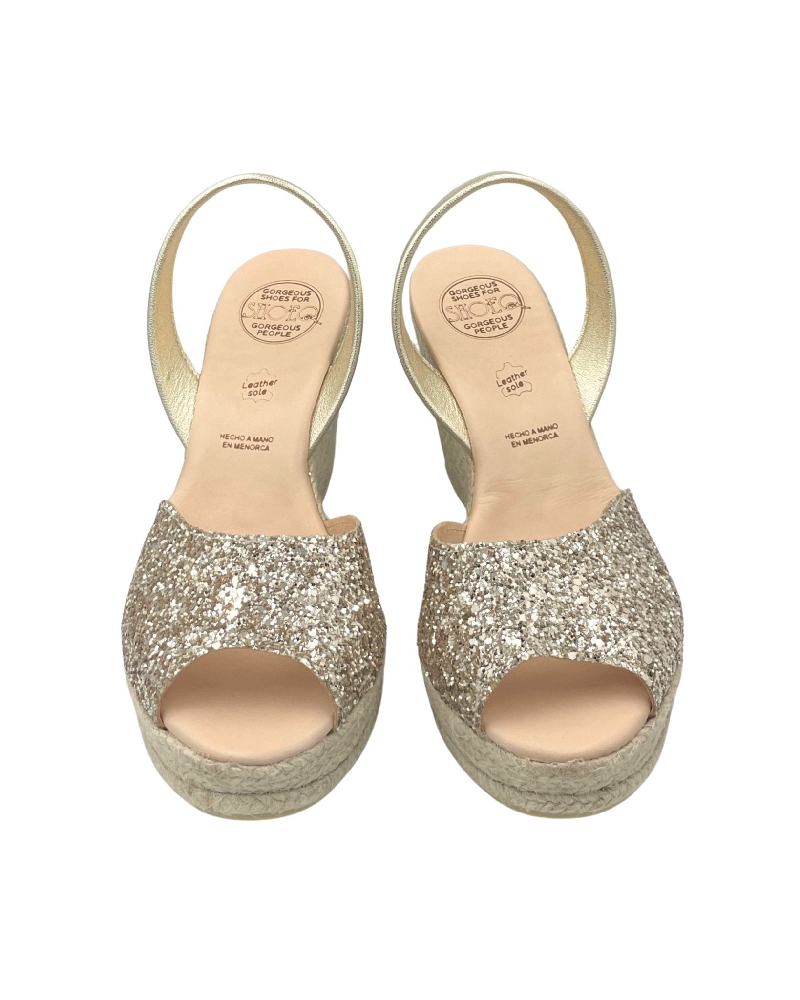 Roxy Espadrille Wedge in Champagne Glitter - Shoeq