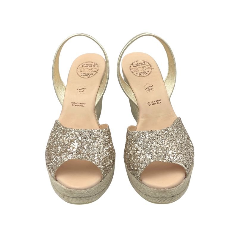 Roxy Espadrille Wedge in Champagne Glitter - the 2024 Edit - Shoeq