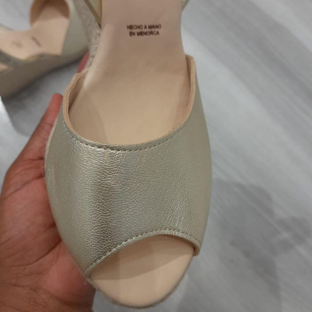Roxy Espadrille Wedge in Champagne Metallic - Outlet Item - Shoeq