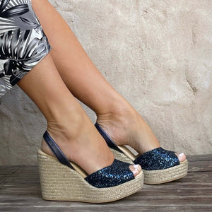 Roxy Wedge 23 Edit in Navy Glitter Shoeq