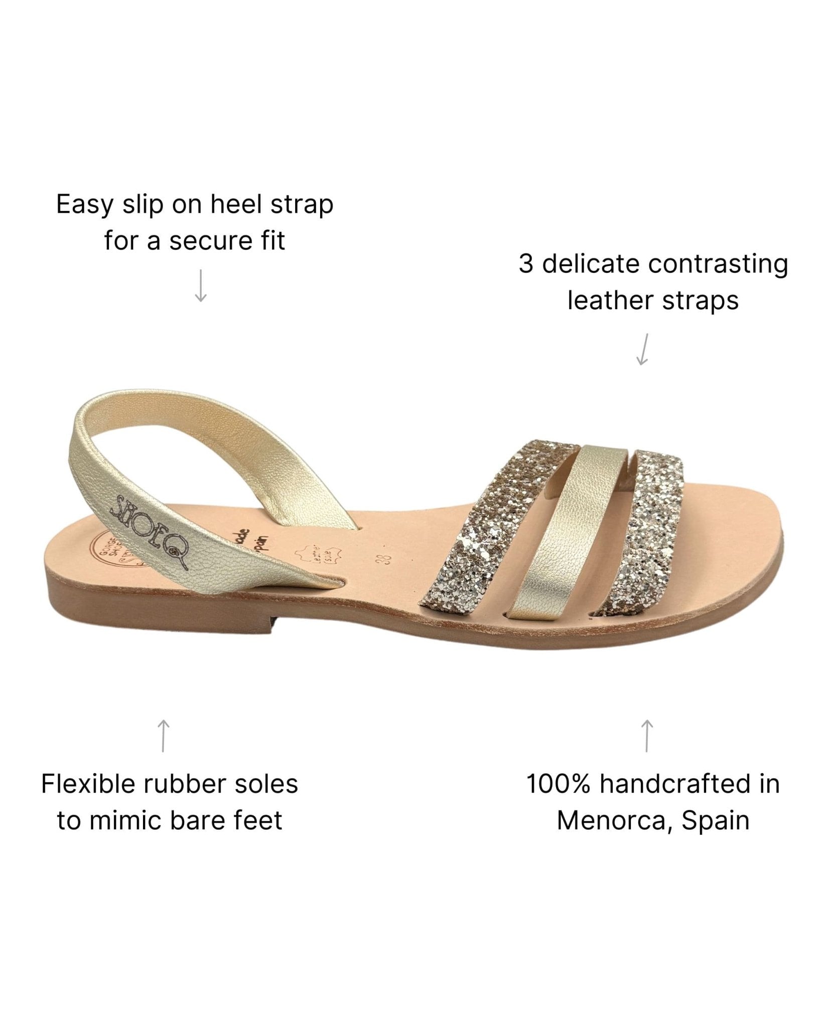 Sunkissed Avarca in Champagne Glitter - Shoeq
