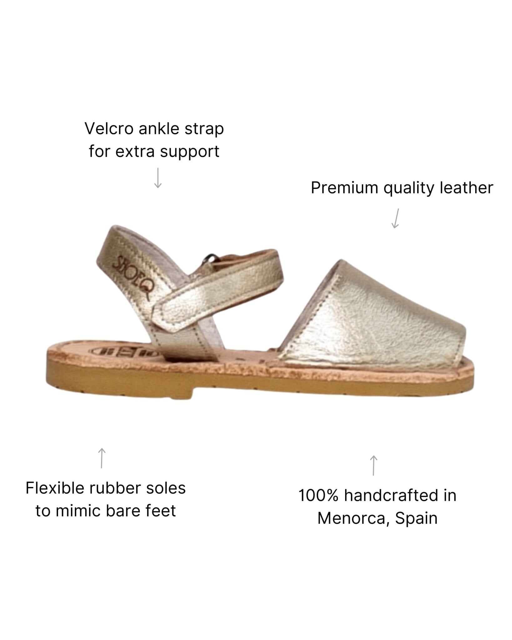 Girls sandals champagne metallic Spanish handmade Dubai
