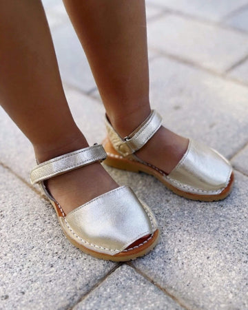 Toddler Avarca Champagne Metallic handcrafted Menorca Spain
