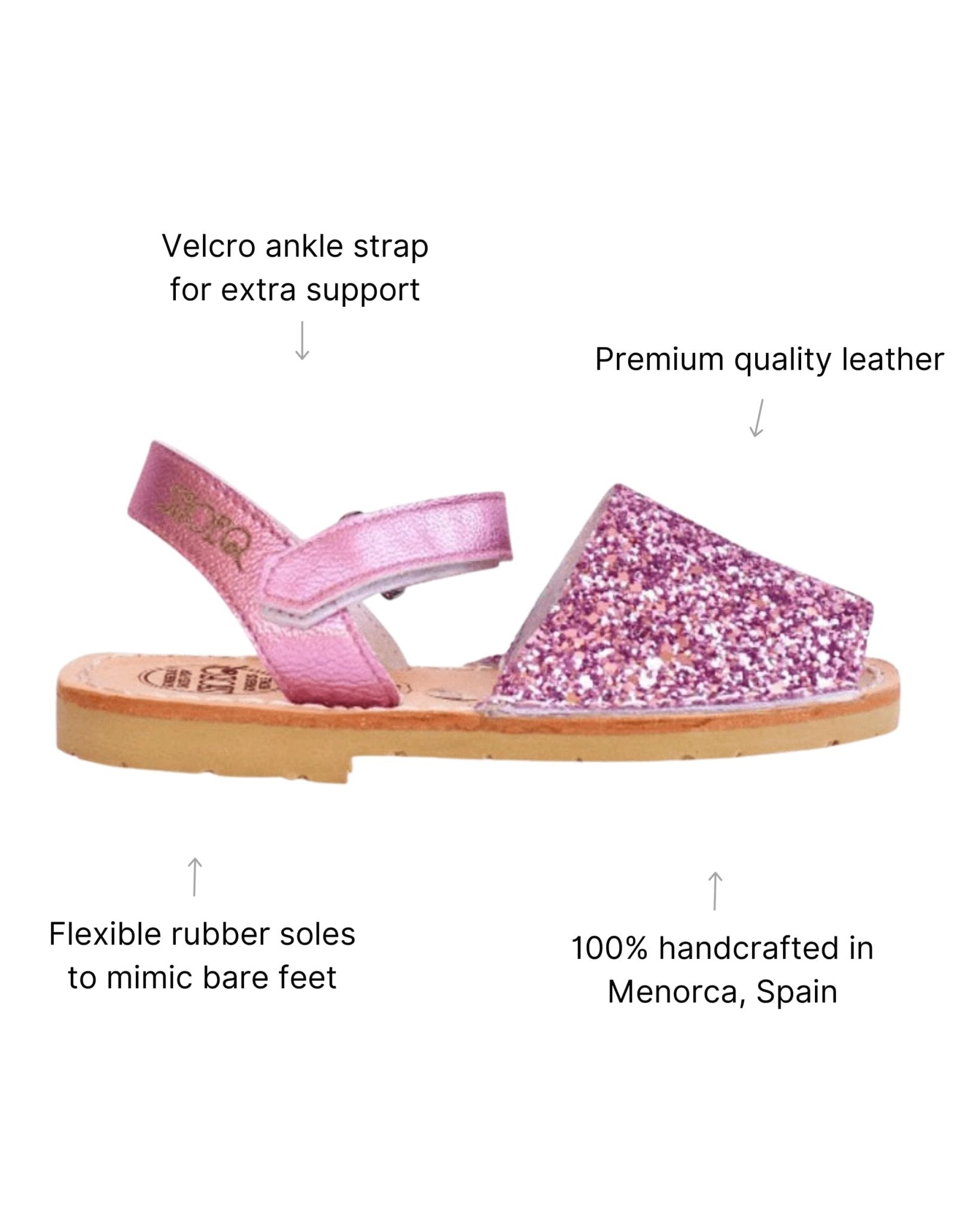 Pink shoes girl sparkly glitter Spanish sandals
