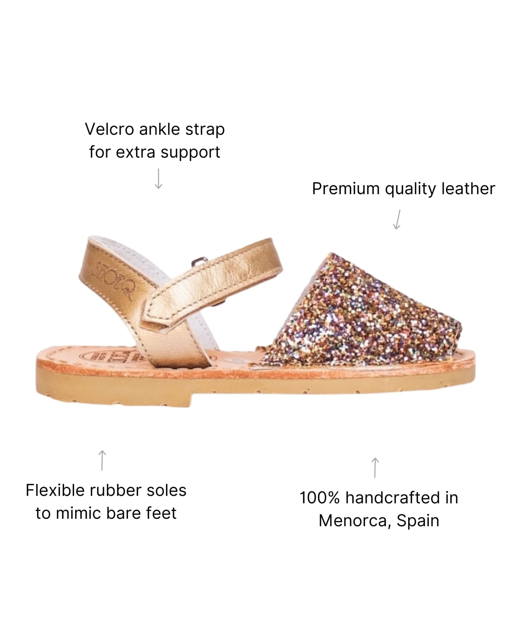 Toddler Avarca in Rainbow Gold Glitter - Shoeq