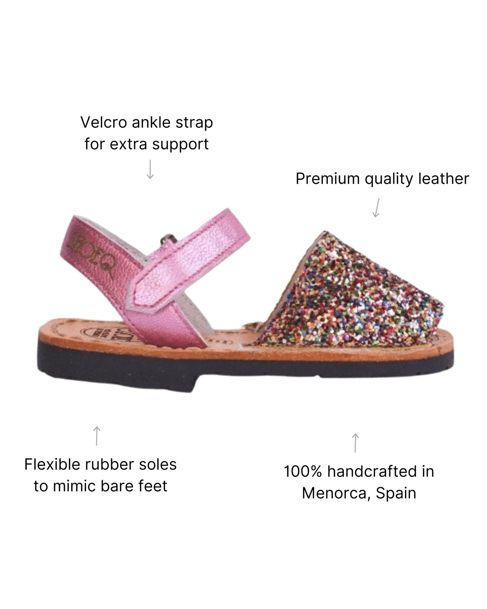 Toddler sparkly sandals rainbow pink velcro ankle strap
