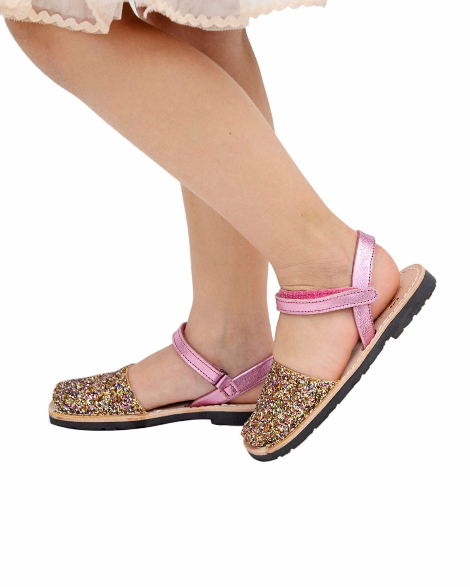 Sparkly rainbow shoes for girls pink Menorca handmade
