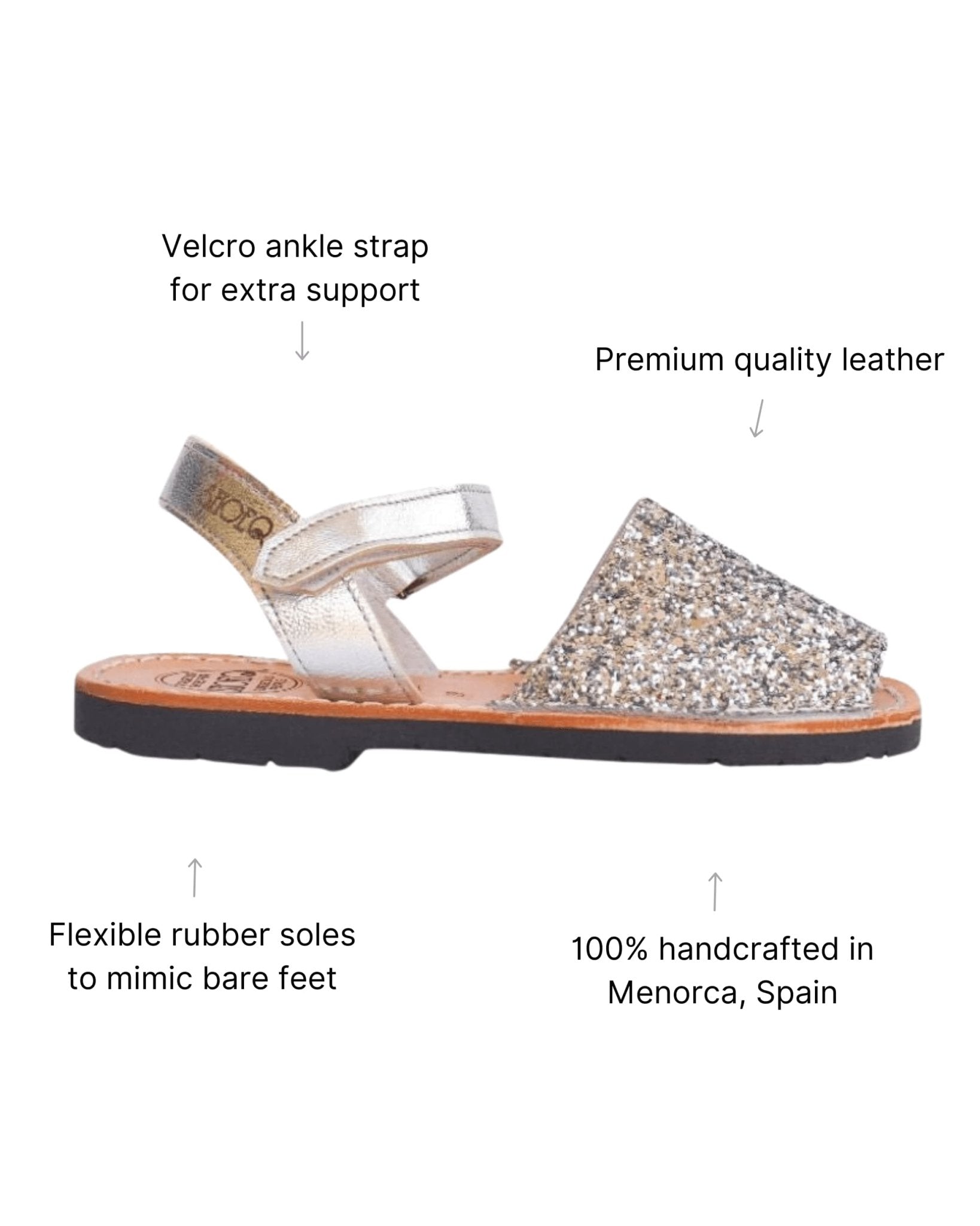 Toddler Avarca silver sparkle soft leather flexible sole
