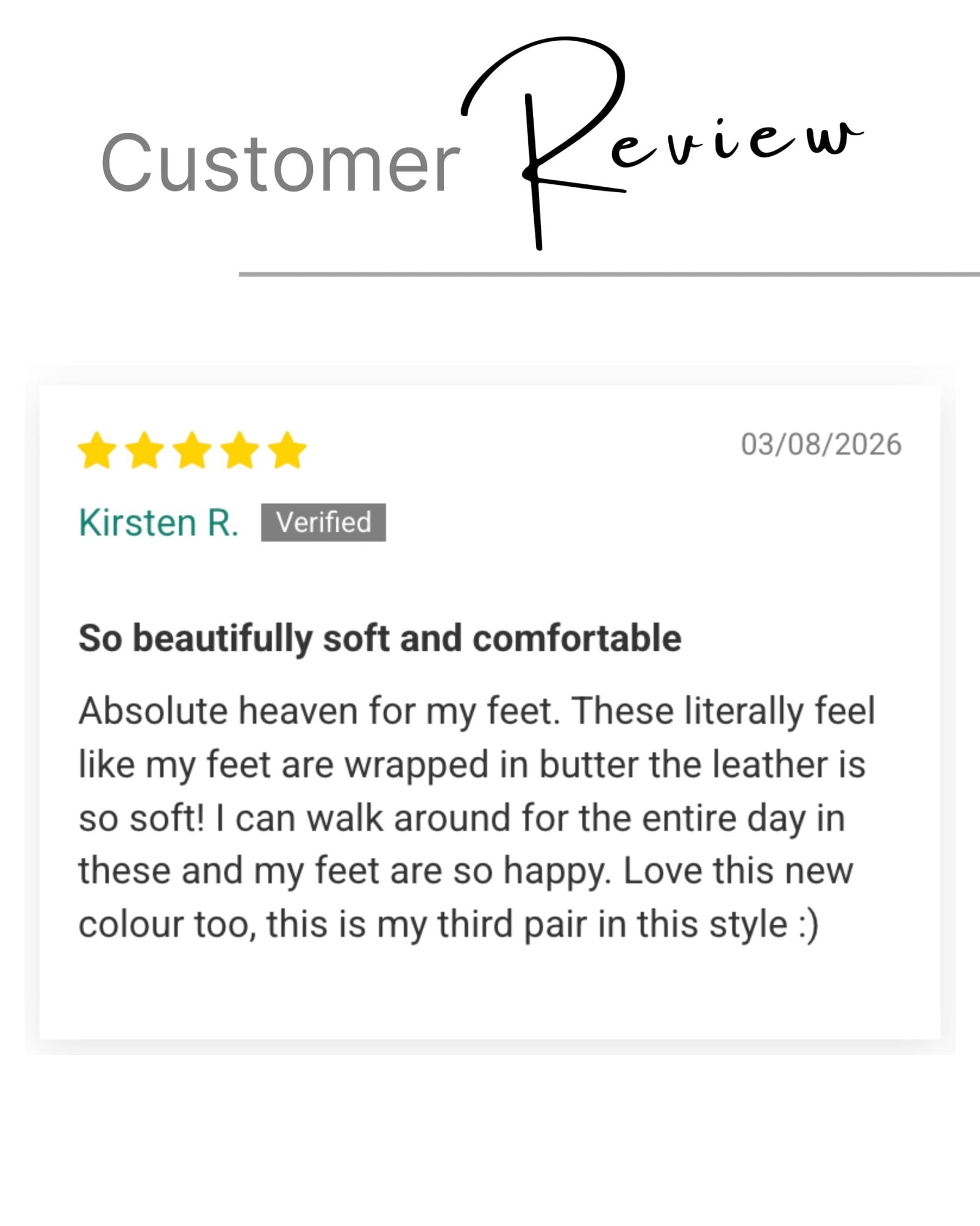 5-star customer review — soft beige leather espadrille sandals, buttery-soft leather and cushioned comfort | Urban Espadrille Slide by Shoeq