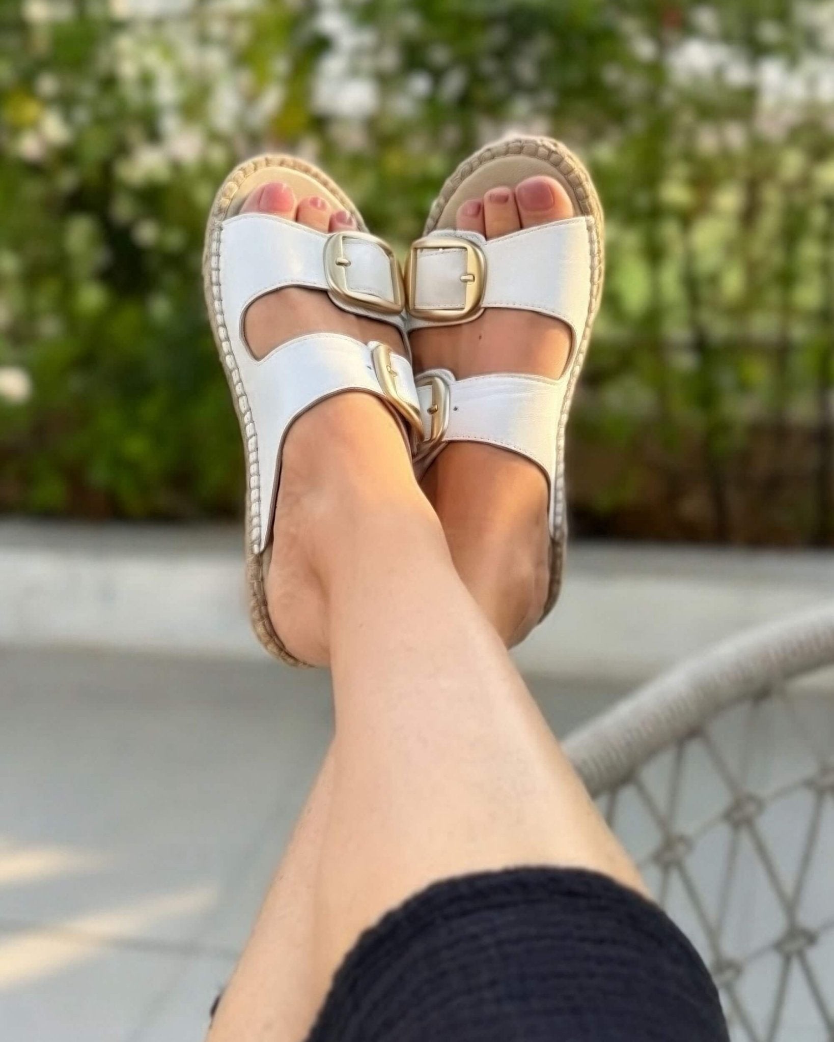 Urban Espadrille Slide in White - Shoeq