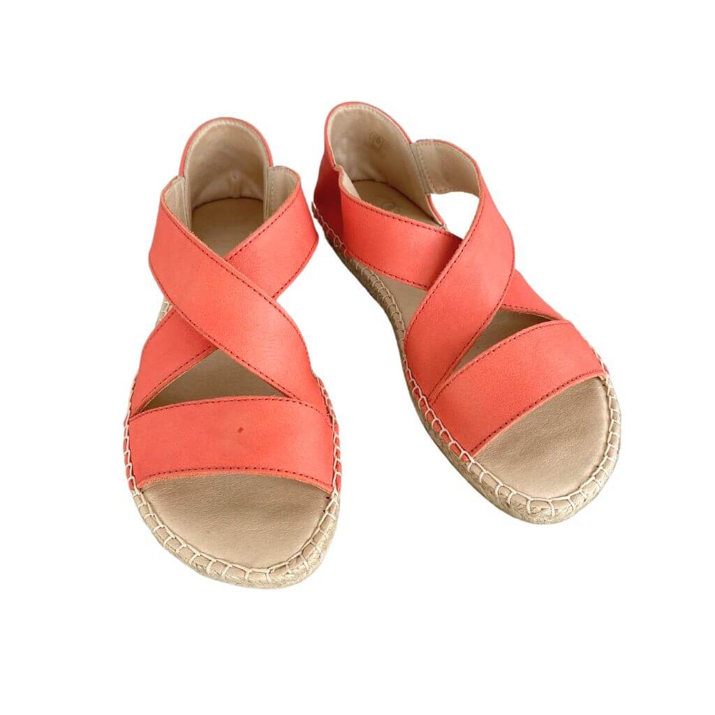 Beach Espadrille in Coral Leather - Shoeq