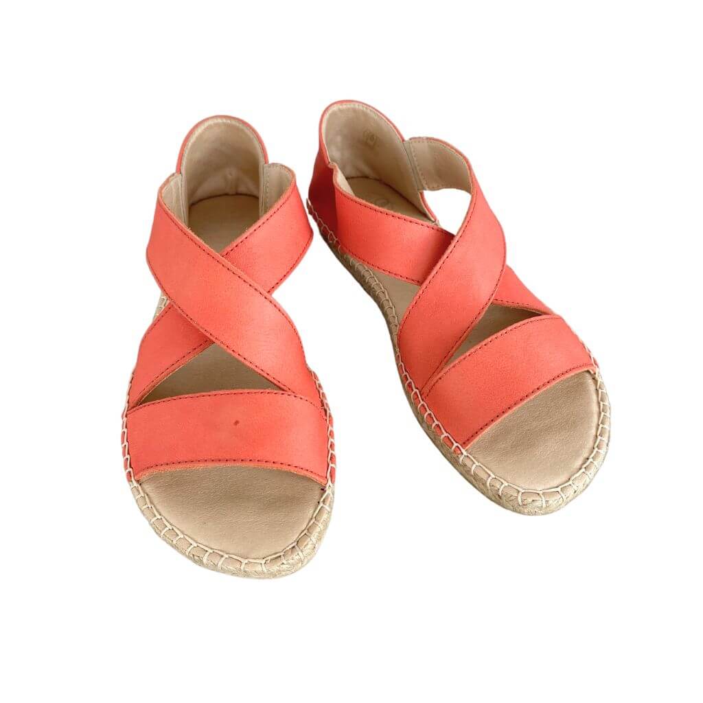 Beach Espadrille in Coral Leather - Shoeq