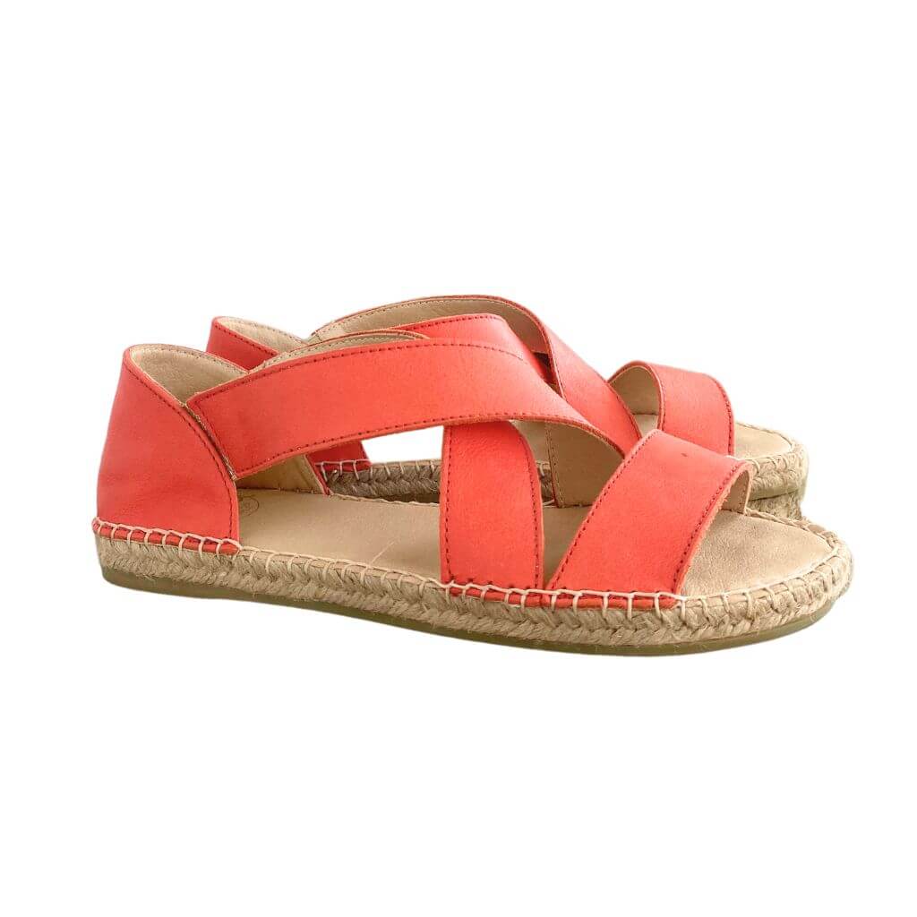 Beach Espadrille in Coral Leather - Shoeq