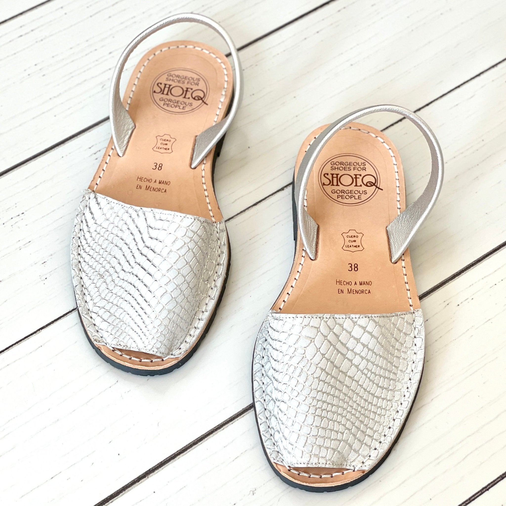 Classic Avarca in White Snakeskin Print - Shoeq
