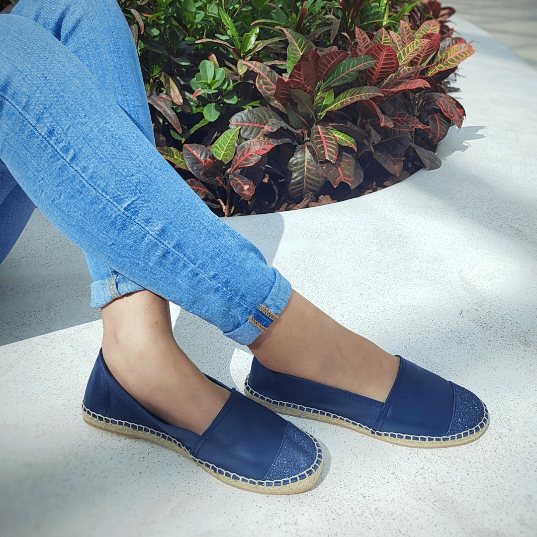 Classic Espadrille in Navy Glitter - Shoeq