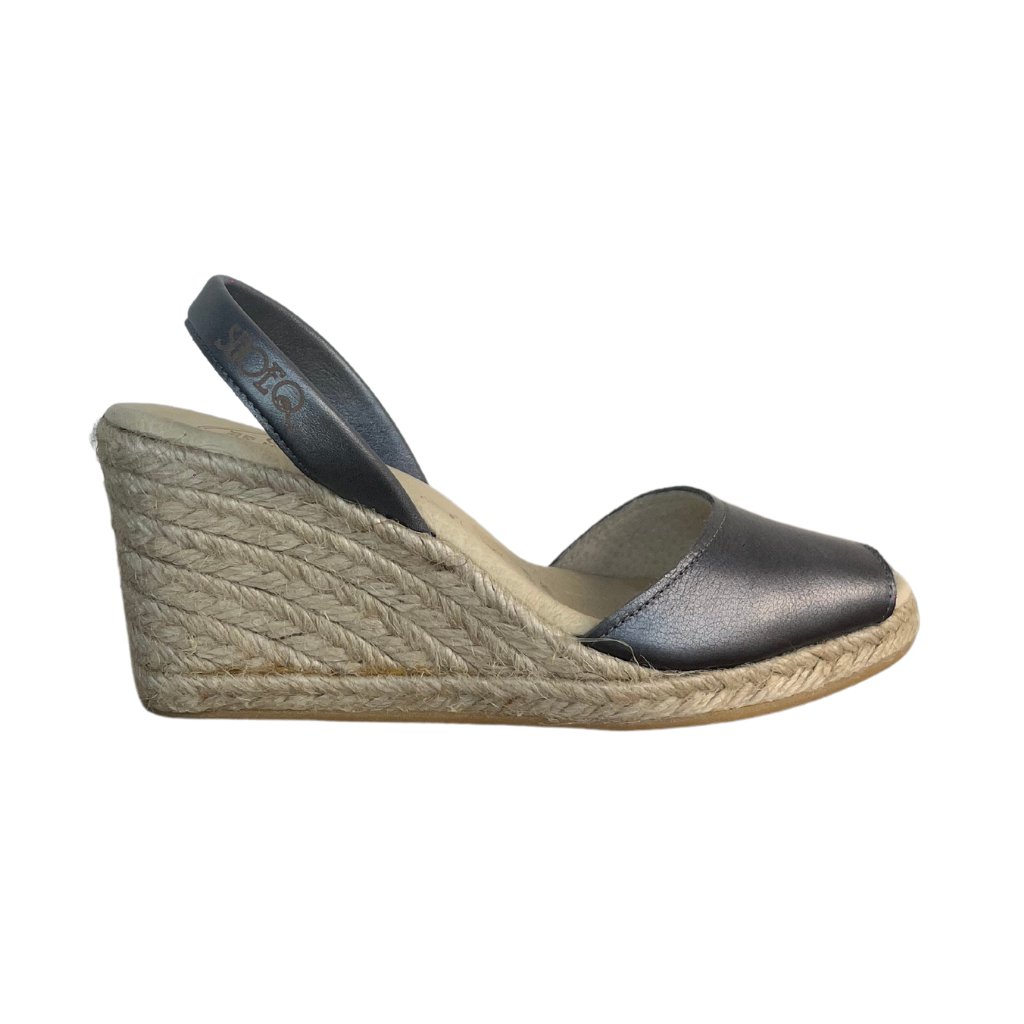 Classic Espadrille Wedge in Brushed Metal - Shoeq