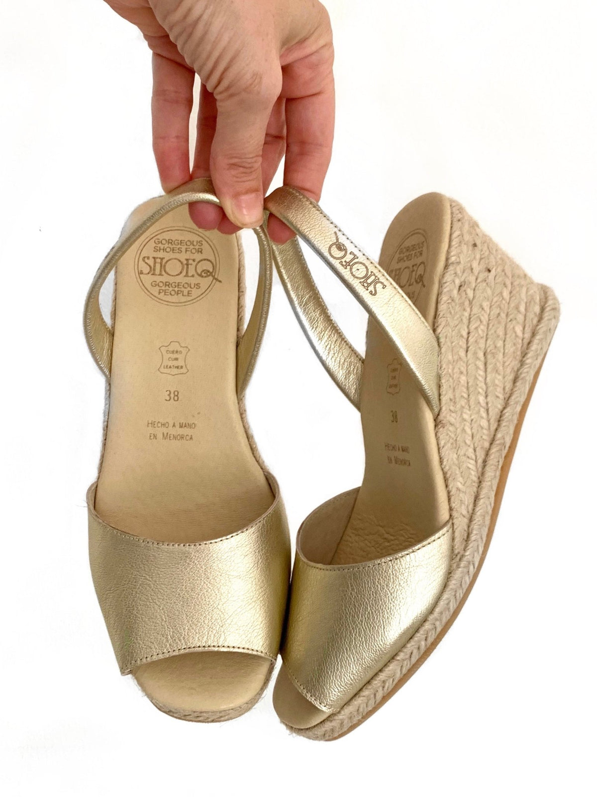 Classic Espadrille Wedge in Champagne Metallic - Shoeq