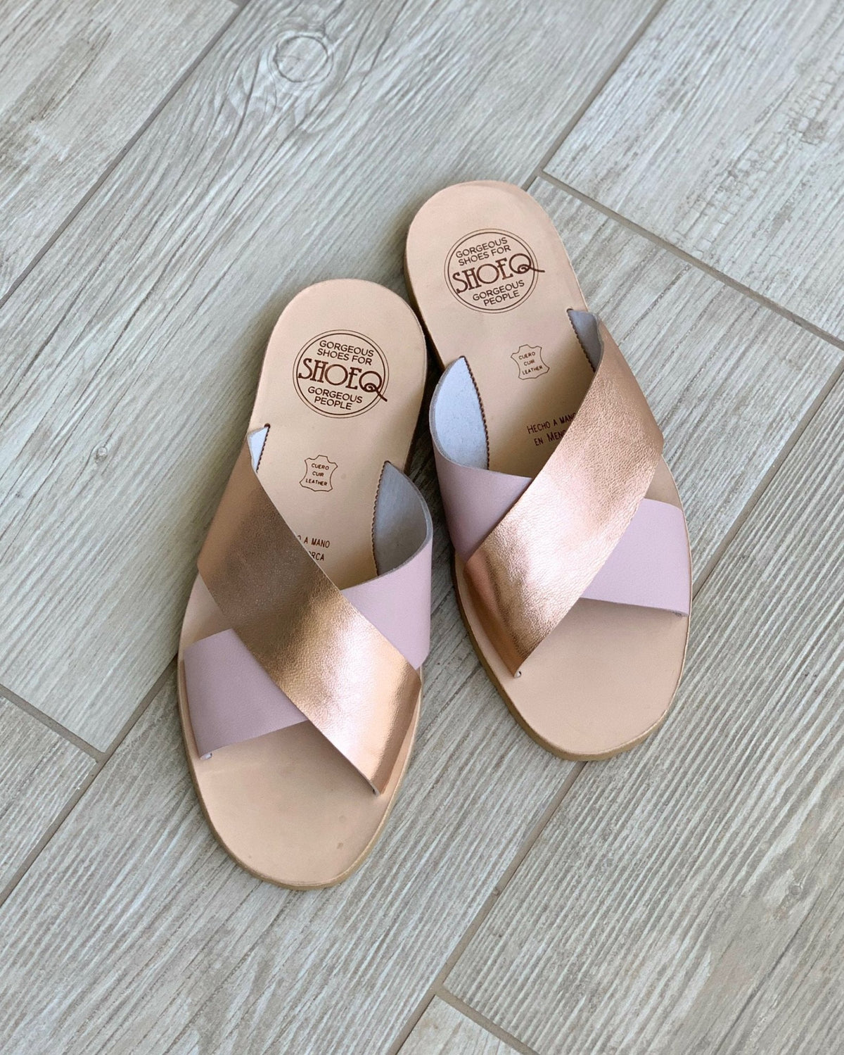 Crossover Slide in Rose Blush - Shoeq