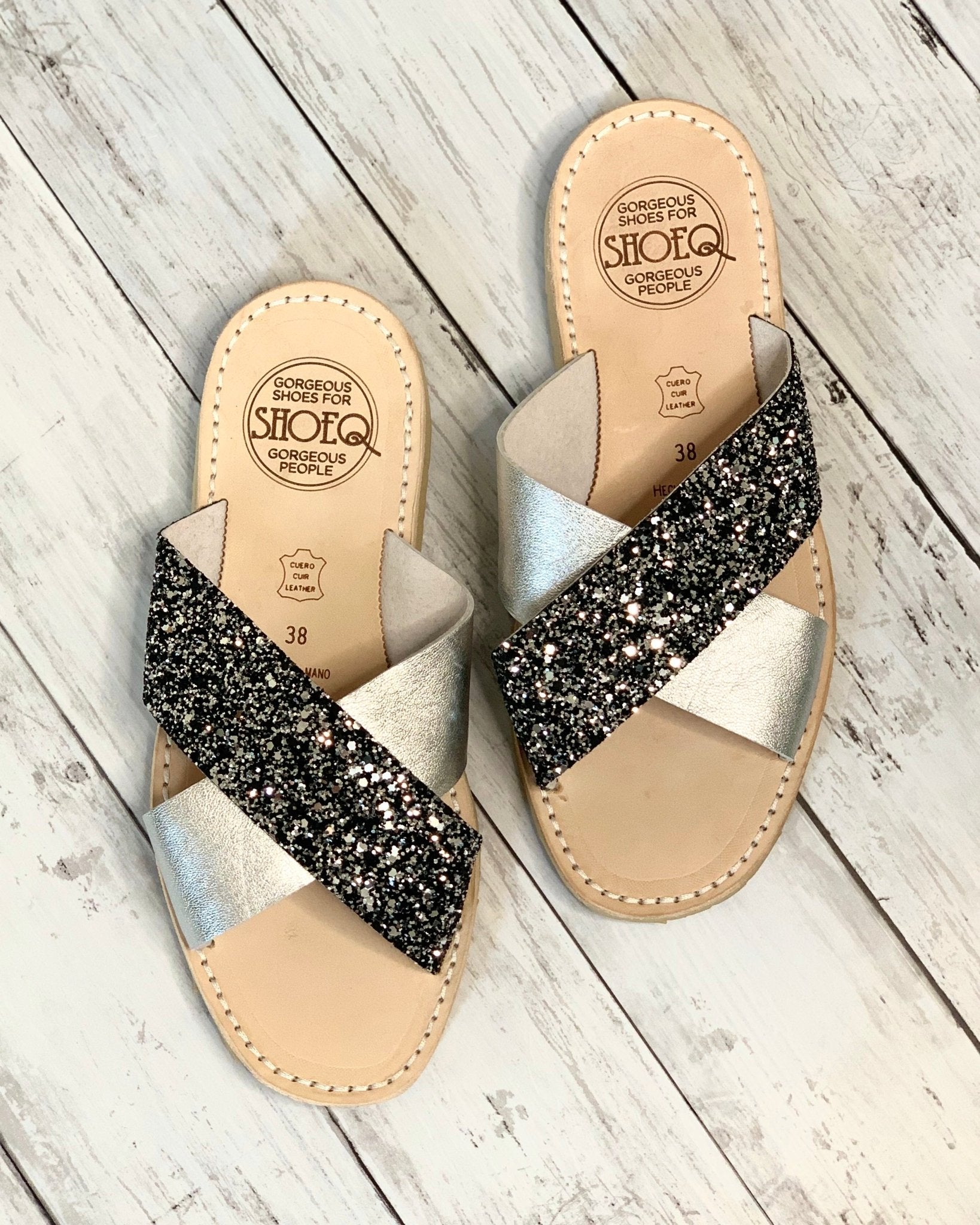Crossover Slide in Silver Rock Star - Shoeq