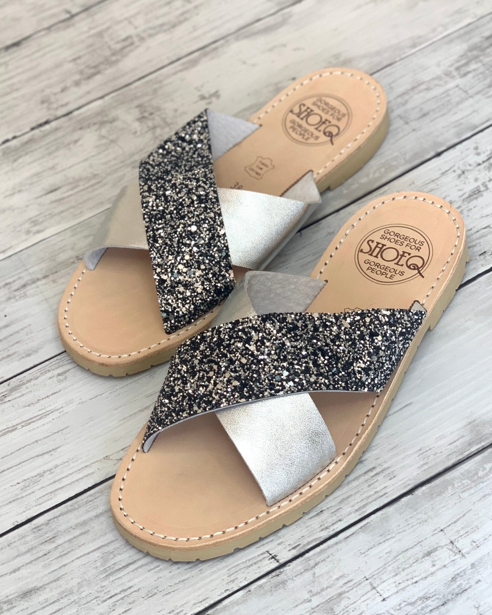 Crossover Slide in Silver Rock Star - Shoeq