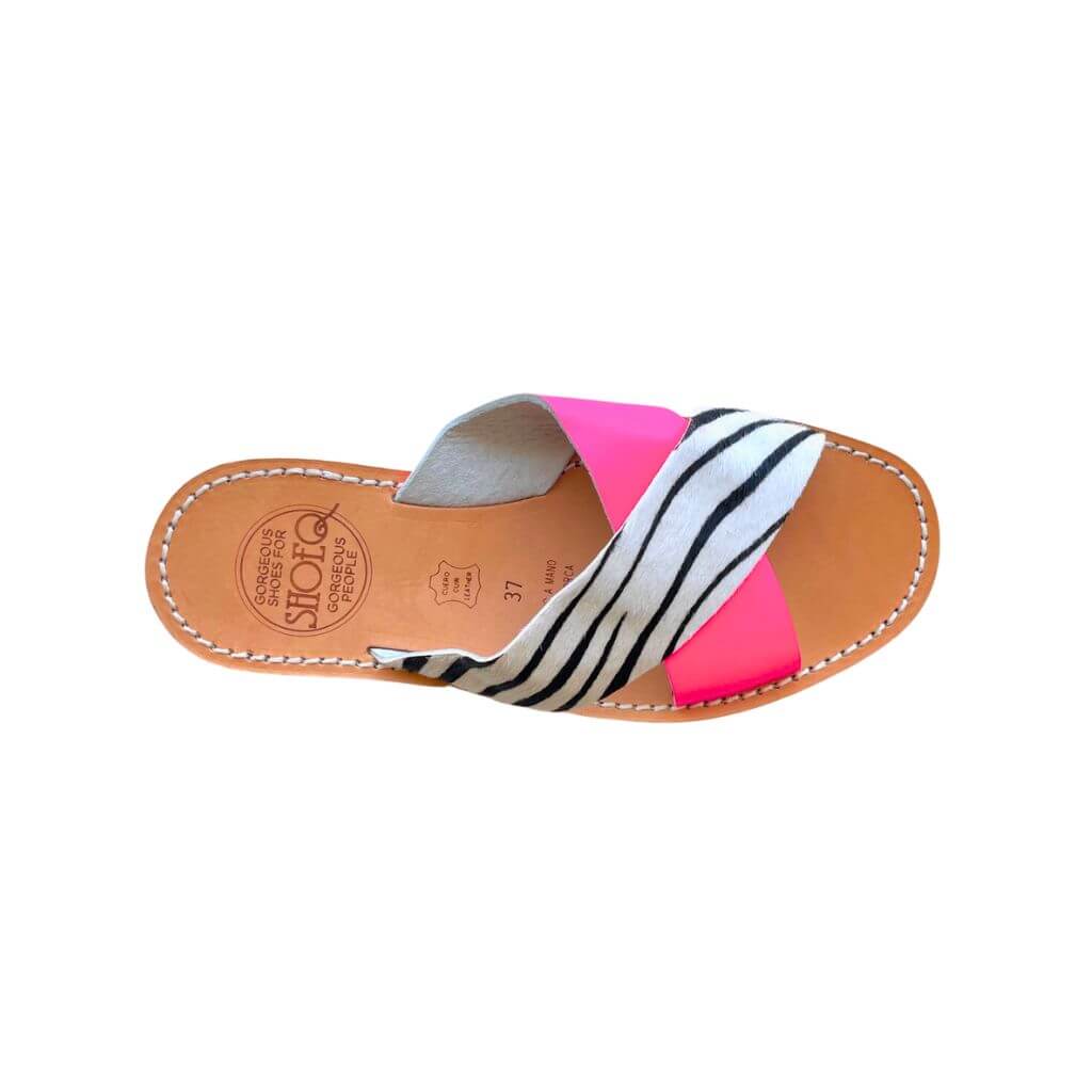 Crossover Slide in Zebra Neon - Shoeq