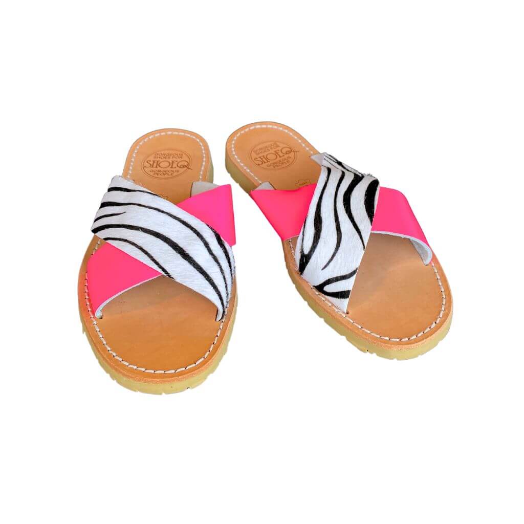 Crossover Slide in Zebra Neon - Shoeq