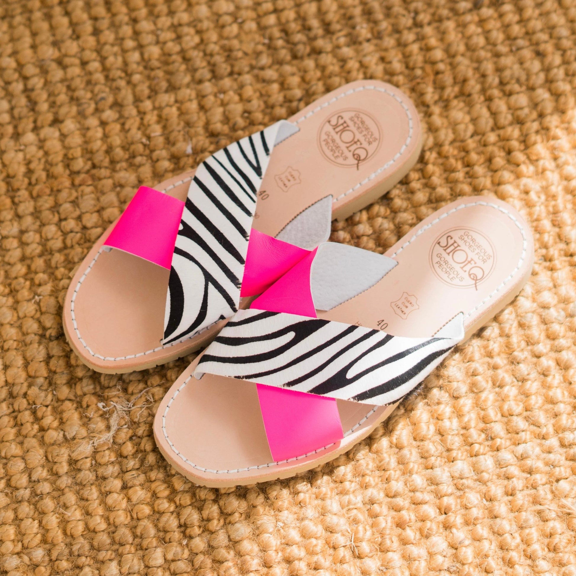 Crossover Slide in Zebra Neon - Shoeq