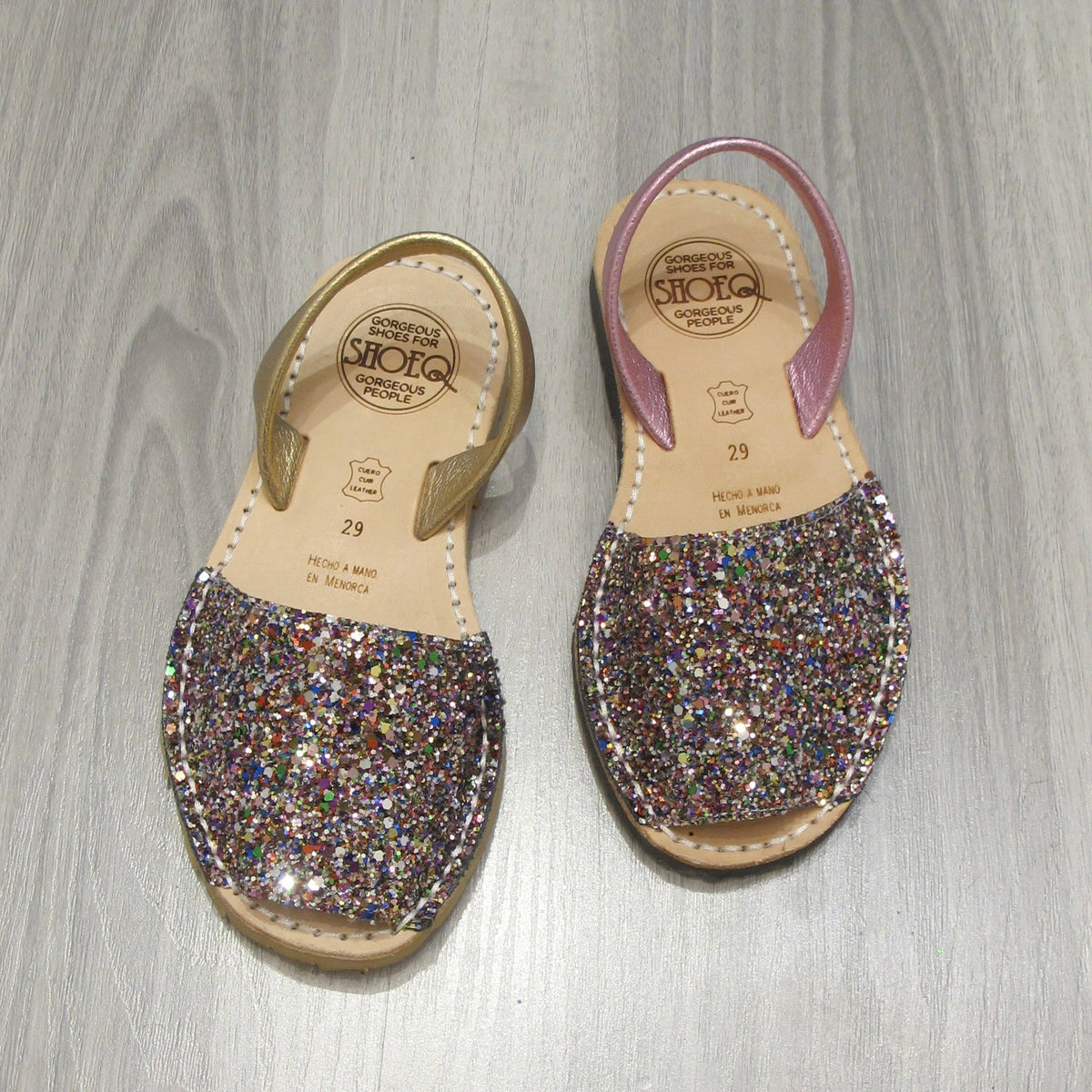 Girls Classic Avarca in Rainbow Gold Glitter - Shoeq