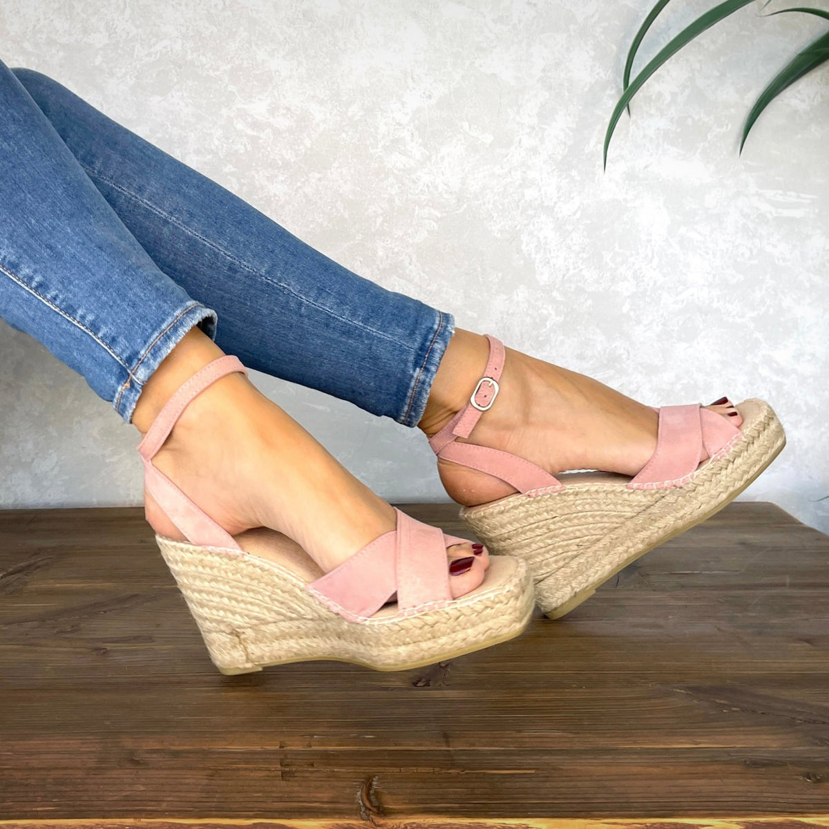 Lucia Espadrille Wedge in Rose - Shoeq