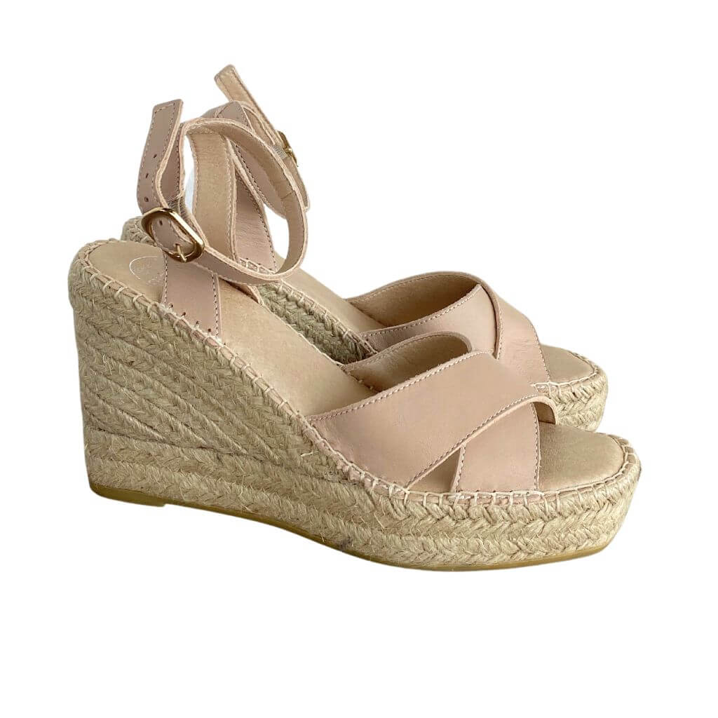 Lucia Espadrille Wedge in Sand - Shoeq