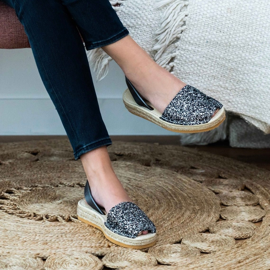 Micro Espadrille Wedge in Rock Star Glitter Shoeq