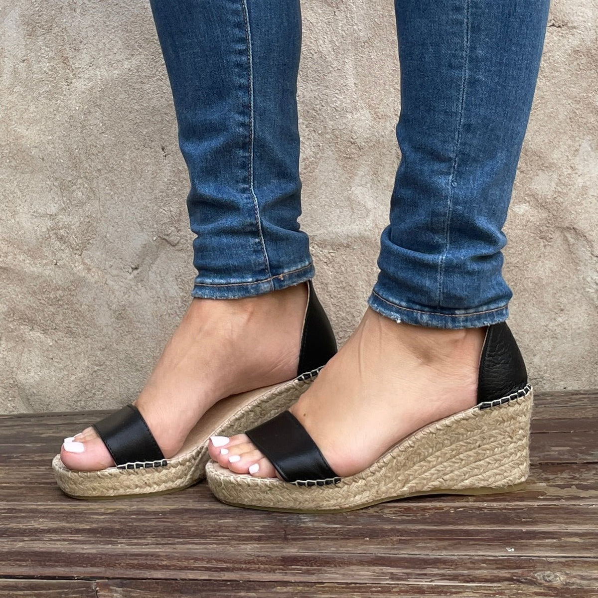 Olivia Espadrille Wedge in Midnight - Shoeq