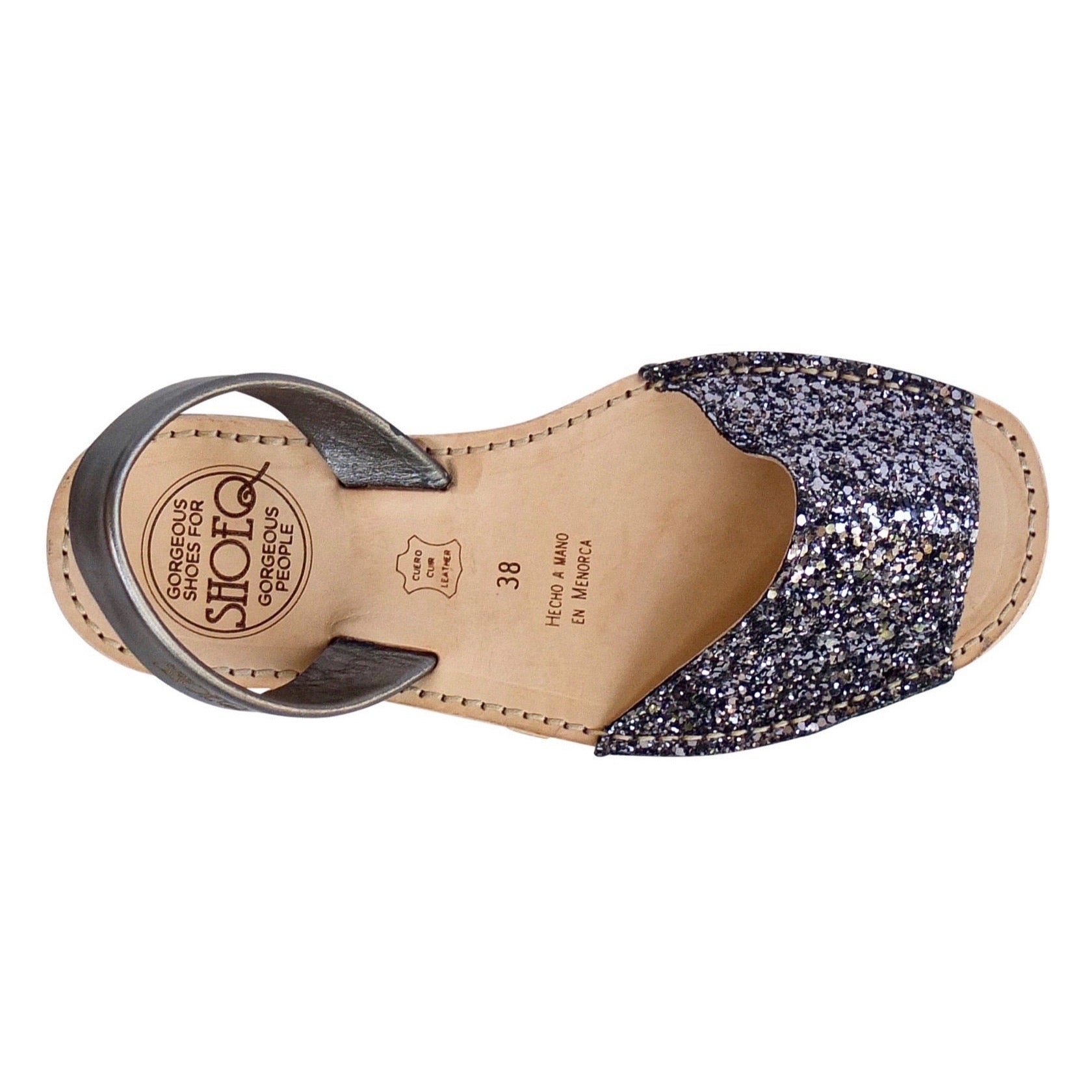 Peekaboo Avarca in Gunmetal Glitter - Shoeq